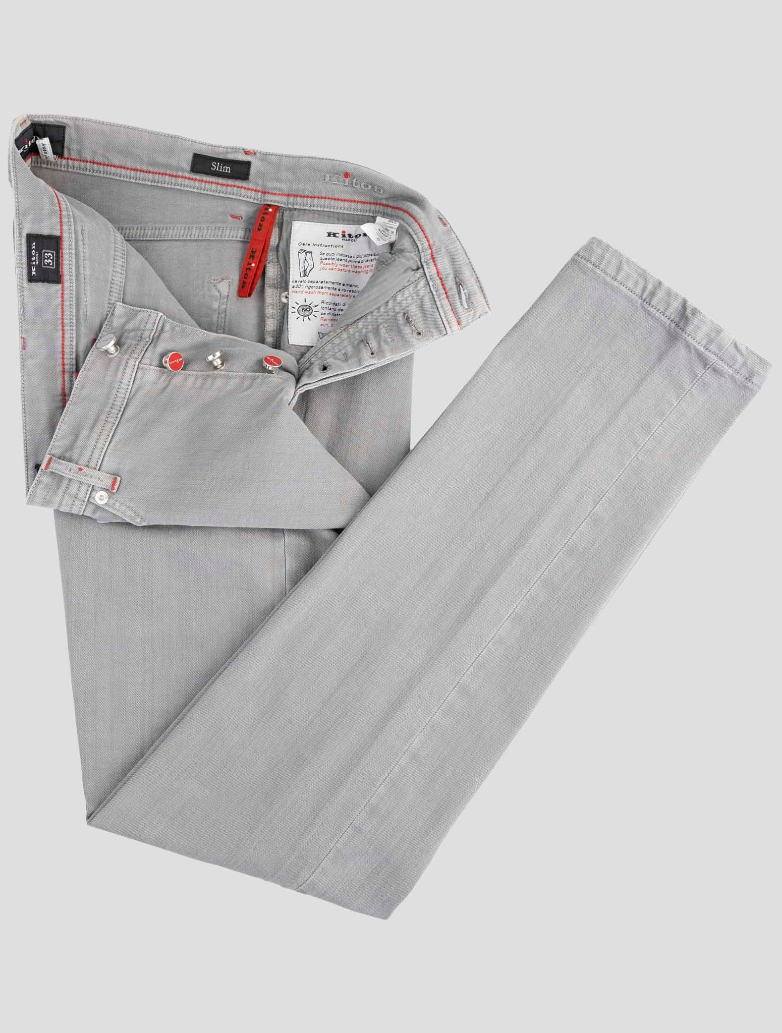 Kiton Gray Cotton Ea Jeans