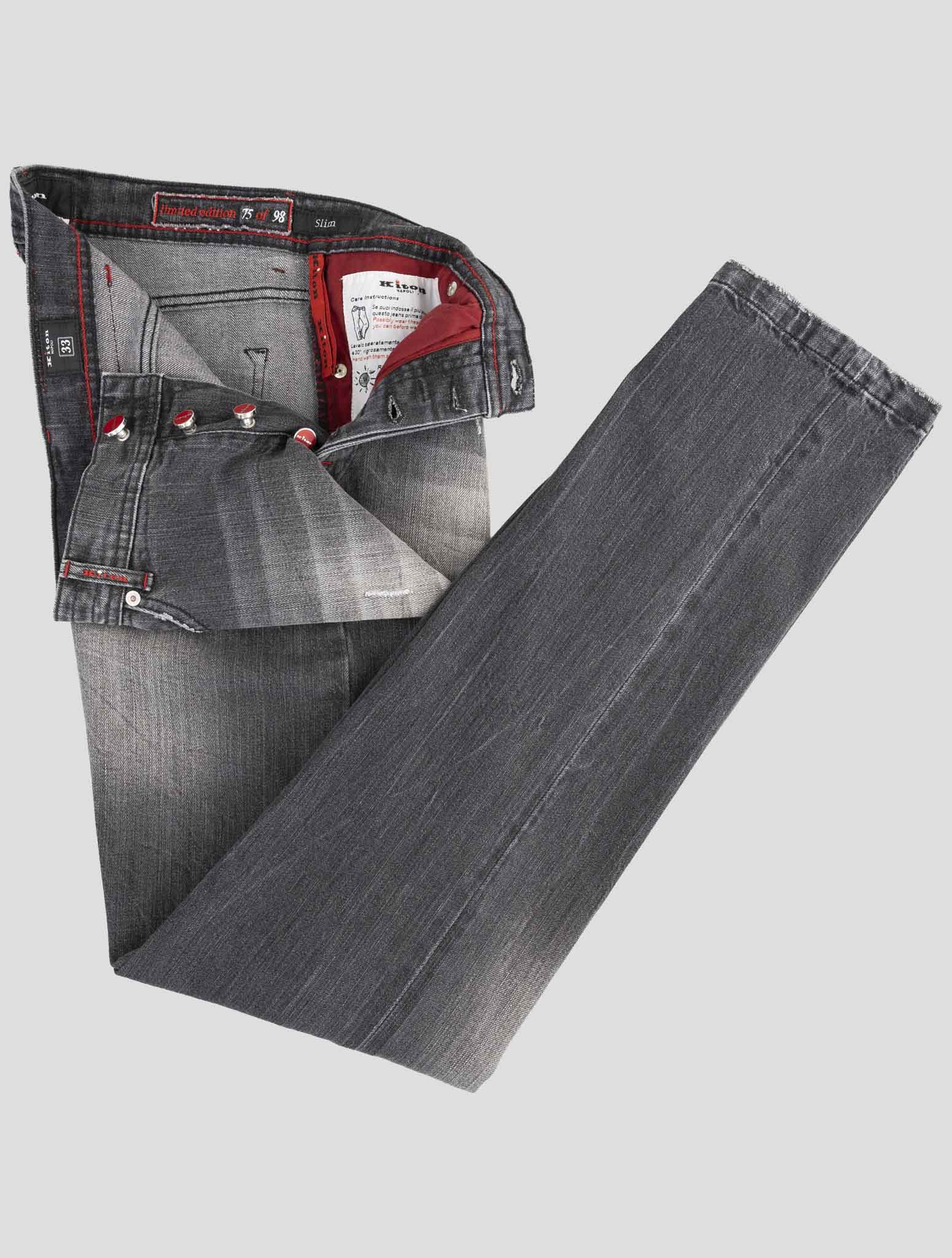 Kiton Gray Cotton Ea Limited Edition Jeans