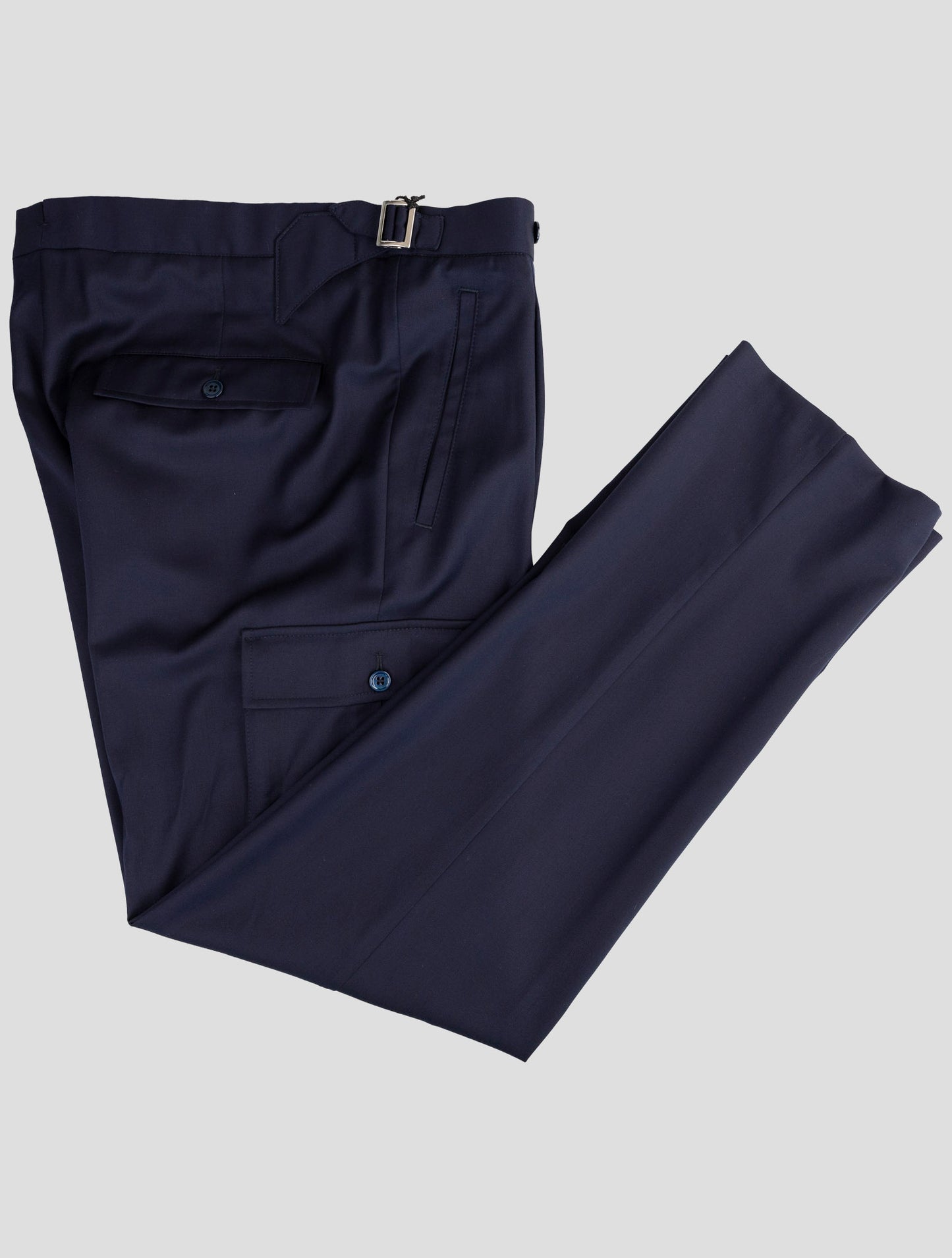 Kiton Dark Blue Wool Dress Pants