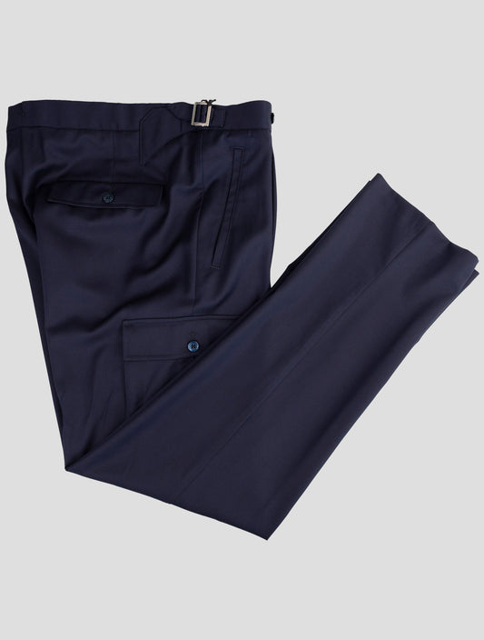 Kiton Dark Blue Wool Dress Pants