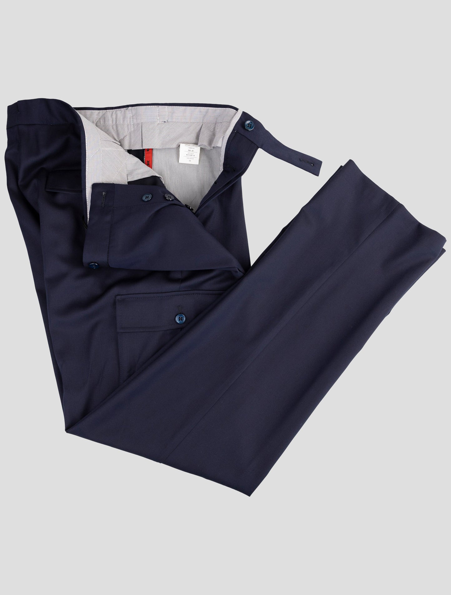 Kiton Dark Blue Wool Dress Pants