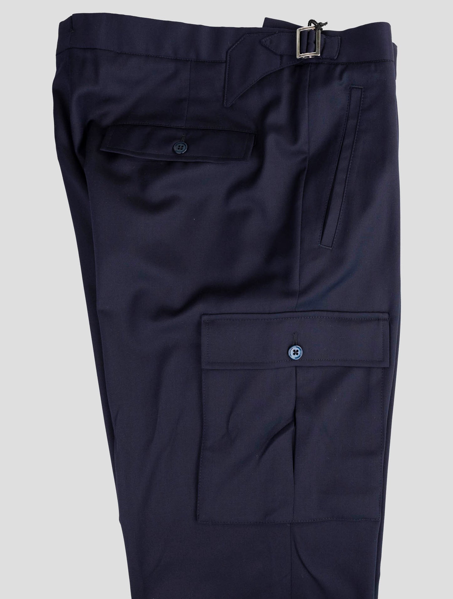 Kiton Dark Blue Wool Dress Pants
