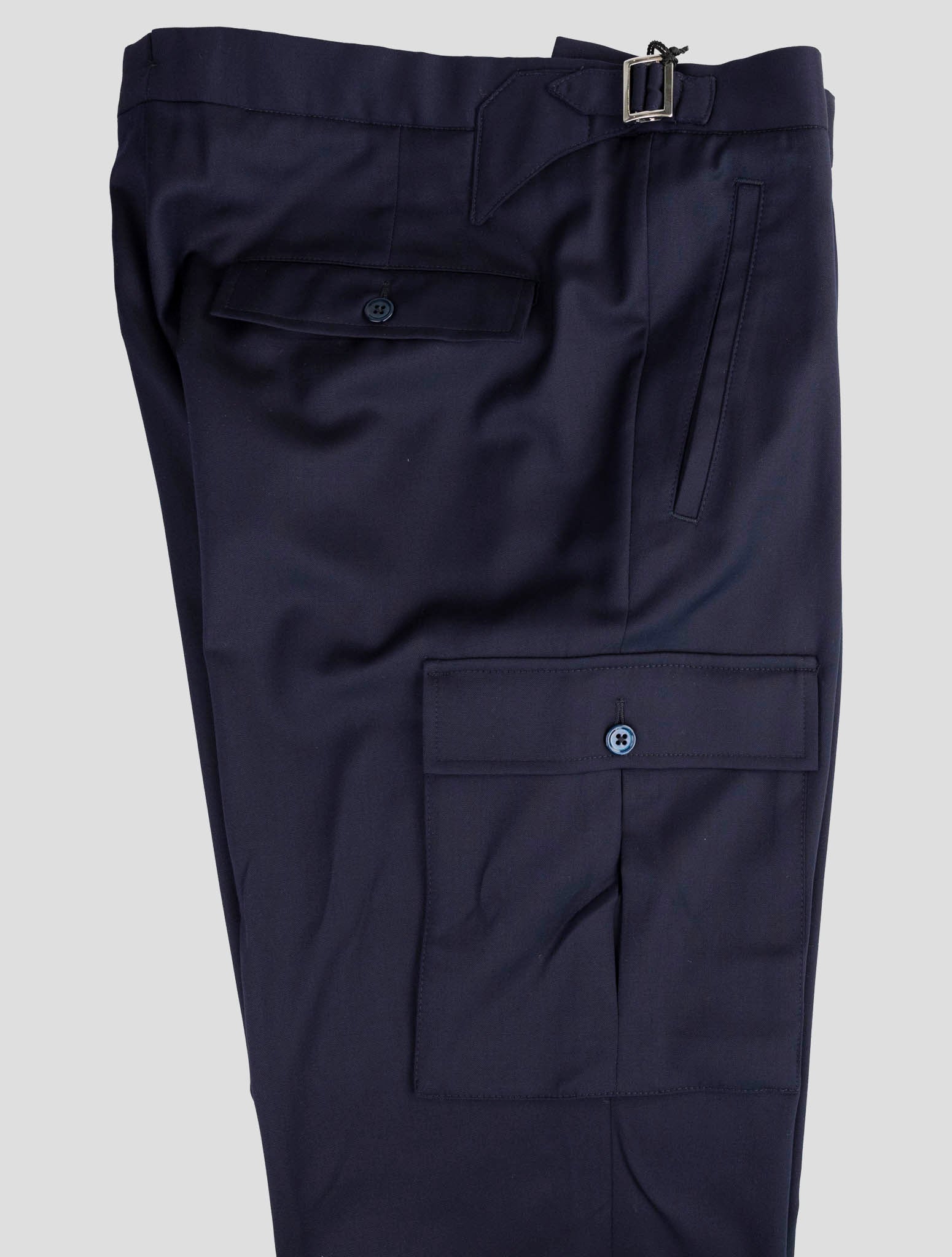 Kiton Dark Blue Wool Dress Pants