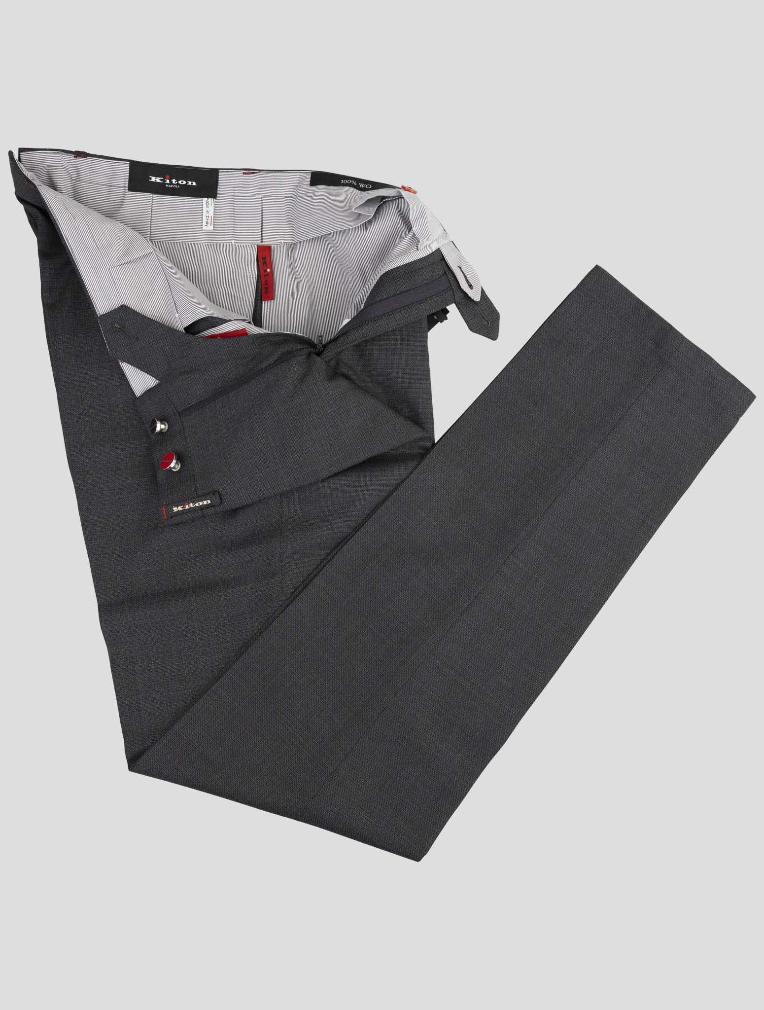 Kiton Gray Virgin Wool Super 140's Dress Pants