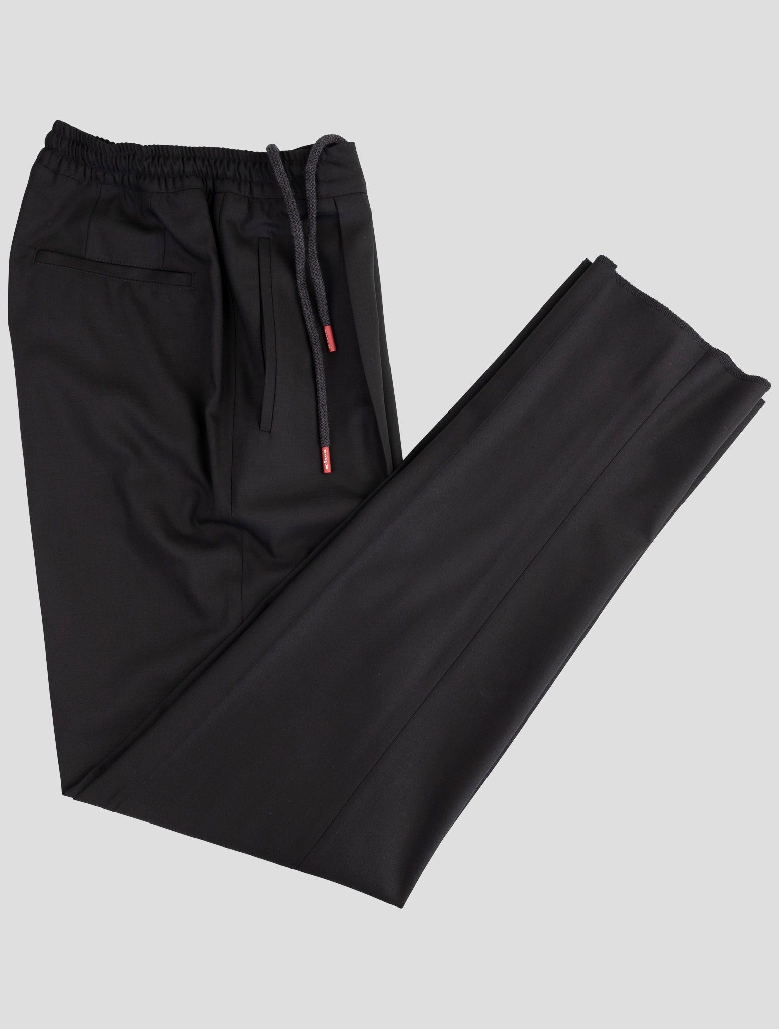 Kiton Black Virgin Wool Ea Dress Pants