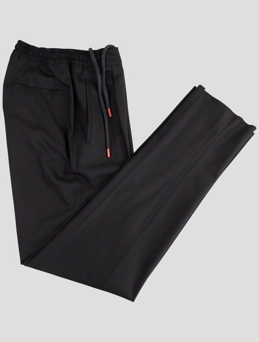 Kiton Black Virgin Wool Ea Dress Pants