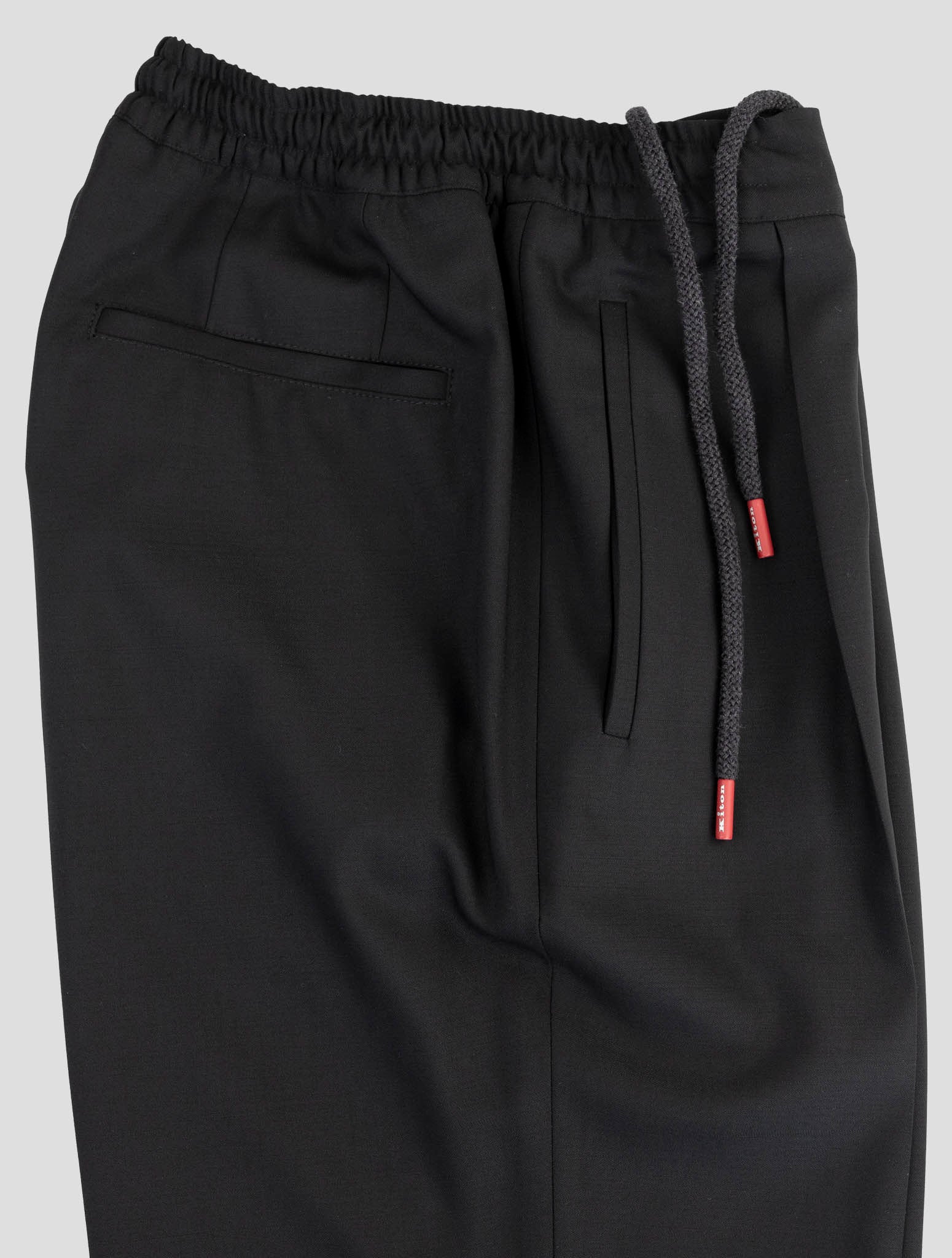 Kiton Black Virgin Wool Ea Dress Pants