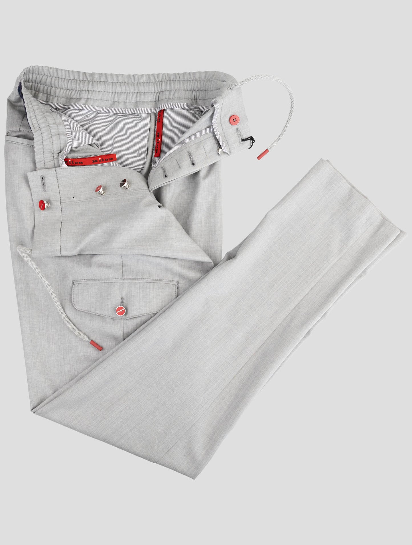 Kiton Gray Virgin Wool Cargo Pants
