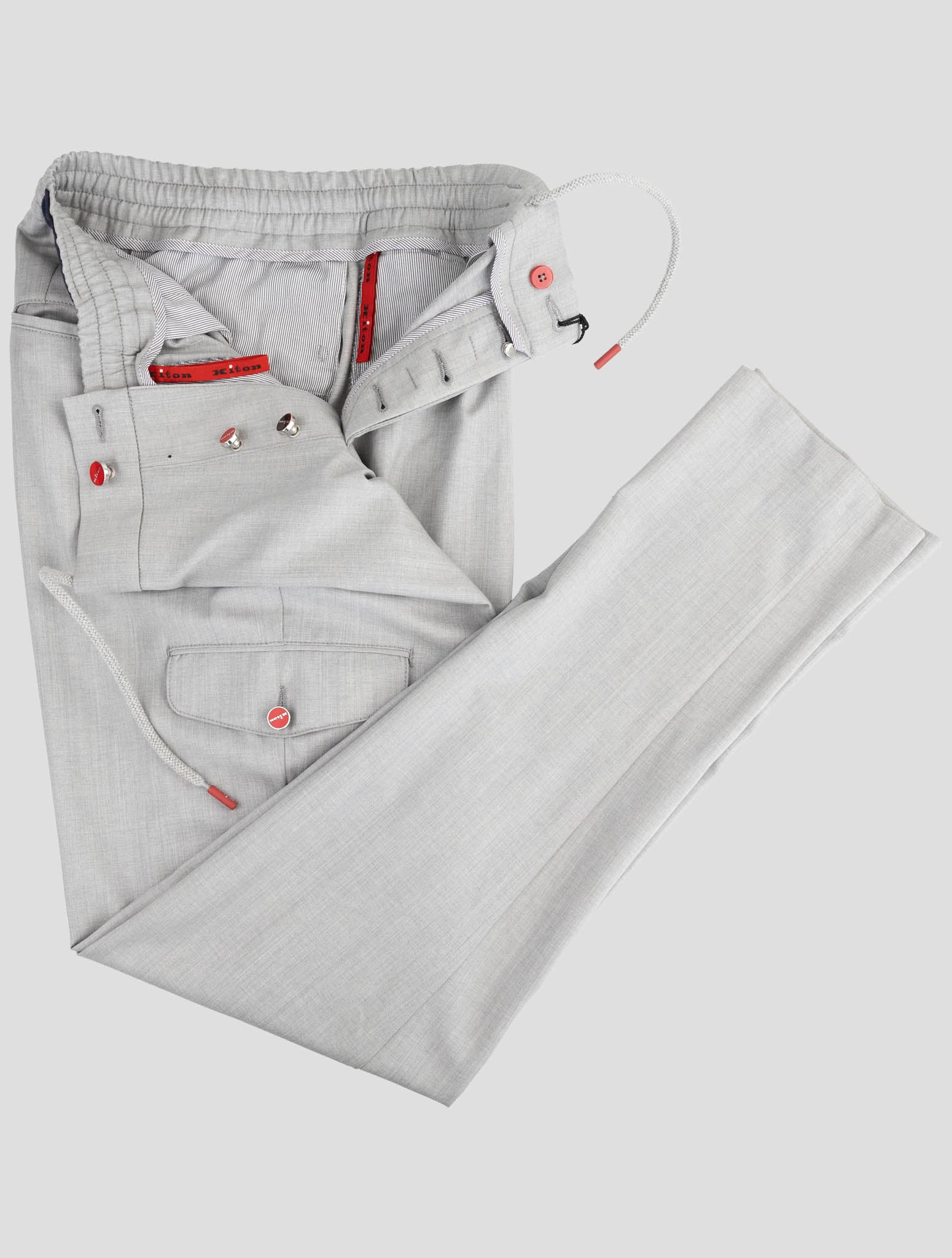 Kiton Gray Virgin Wool Cargo Pants