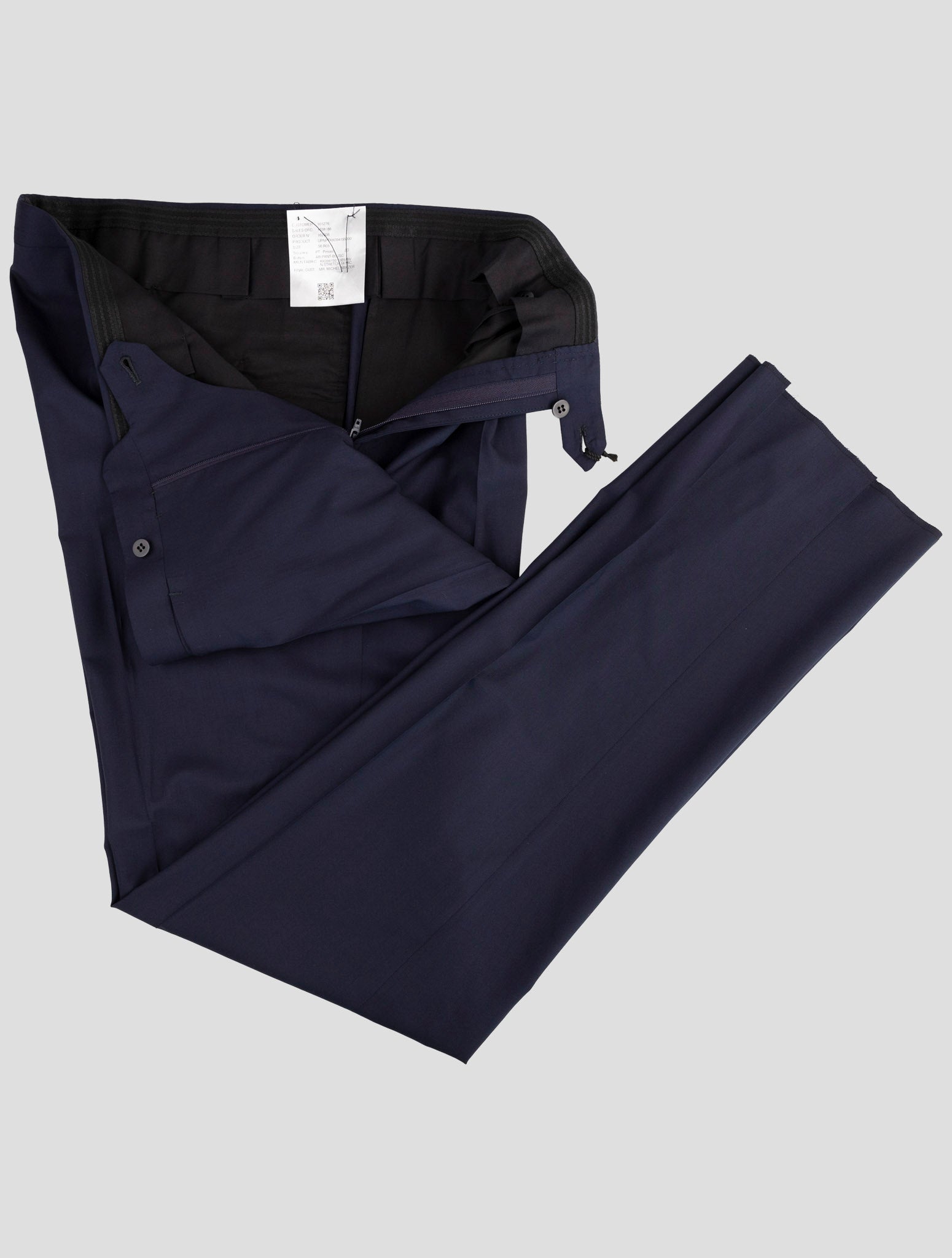 Kiton Blue Virgin Wool 14 Micron Dress Pants
