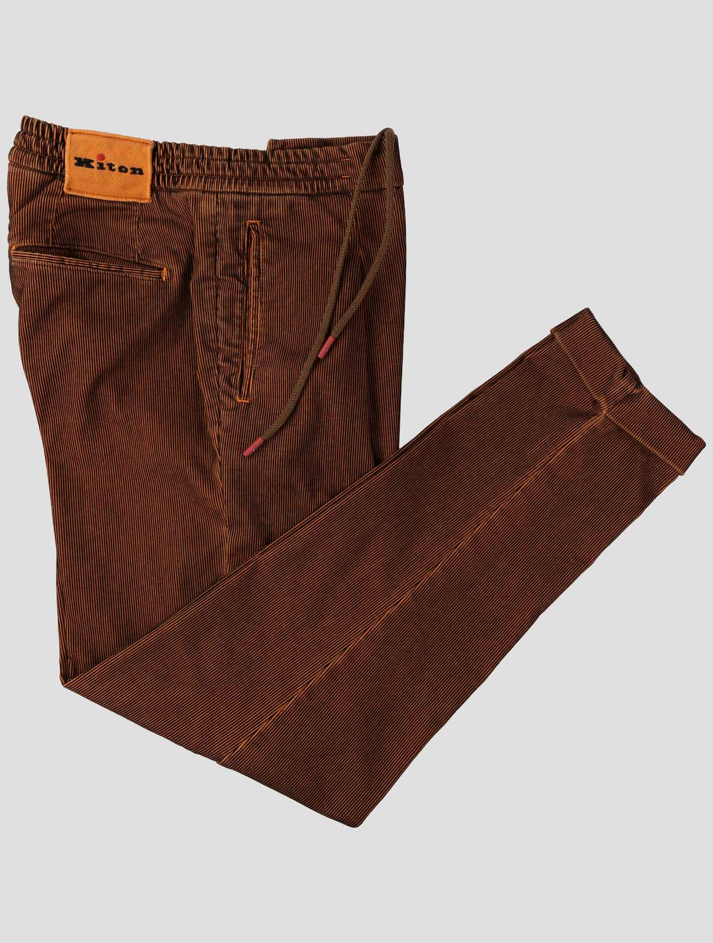 Kiton Orange Black Cotton Nylon Ea Pants