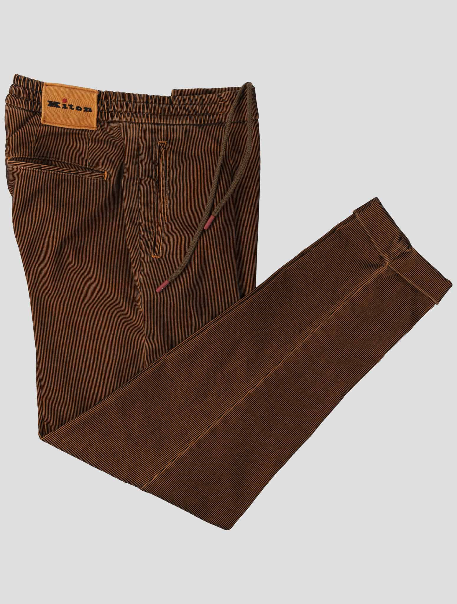 Kiton Orange Black Cotton Nylon Ea Pants