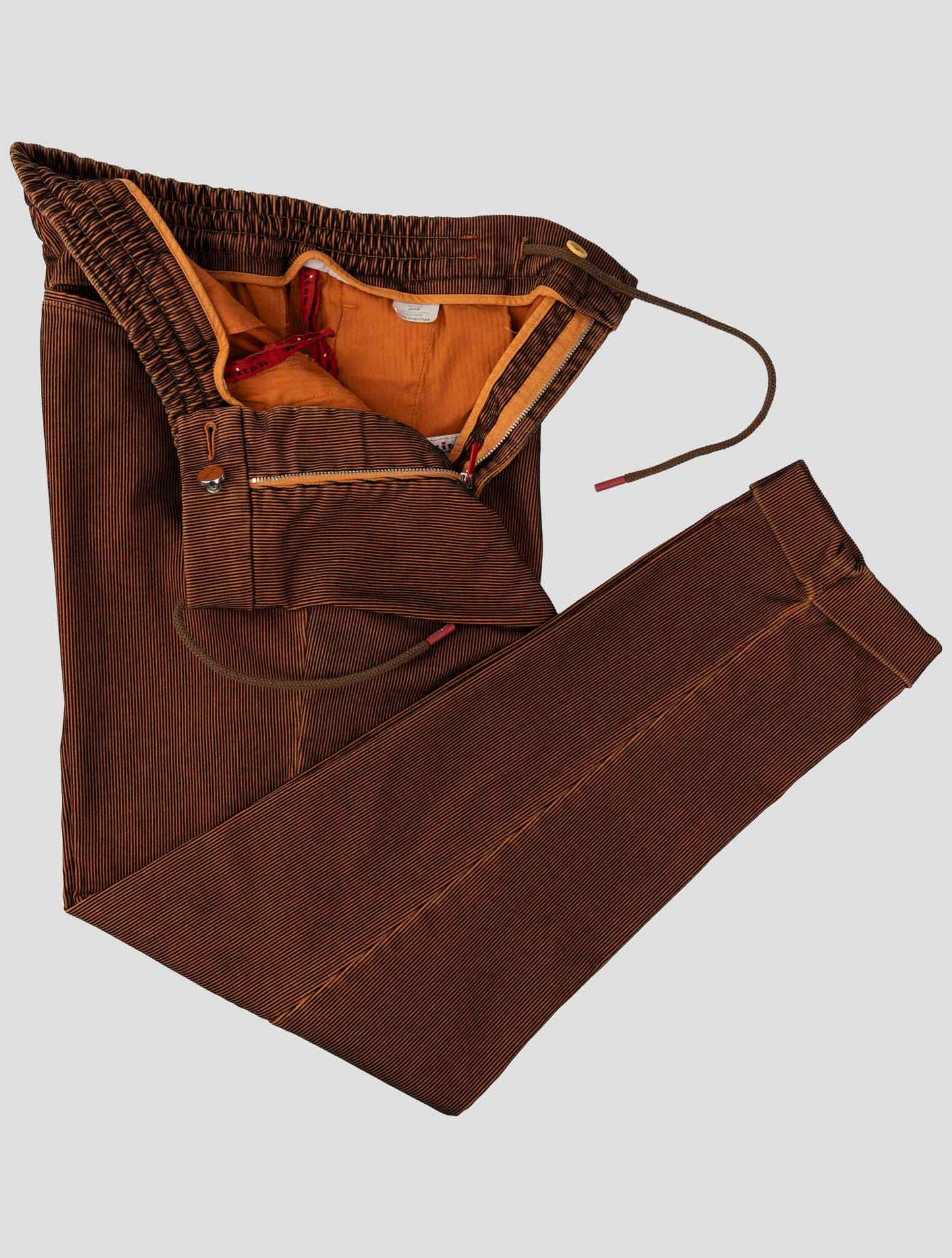 Kiton Orange Black Cotton Nylon Ea Pants