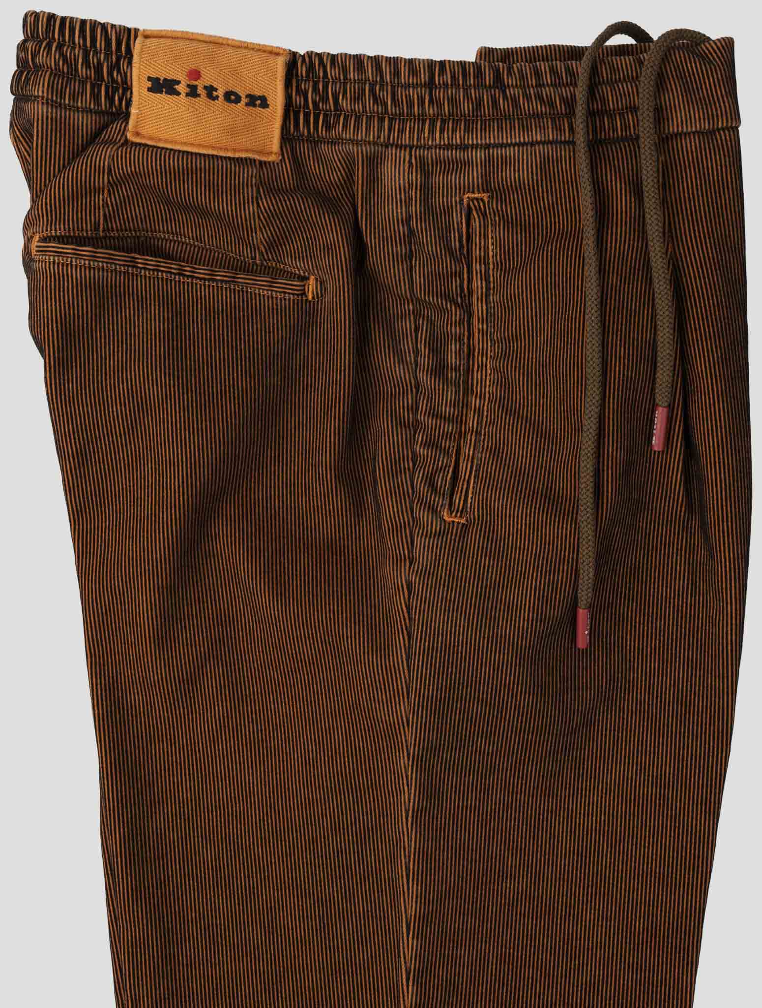 Kiton Orange Black Cotton Nylon Ea Pants