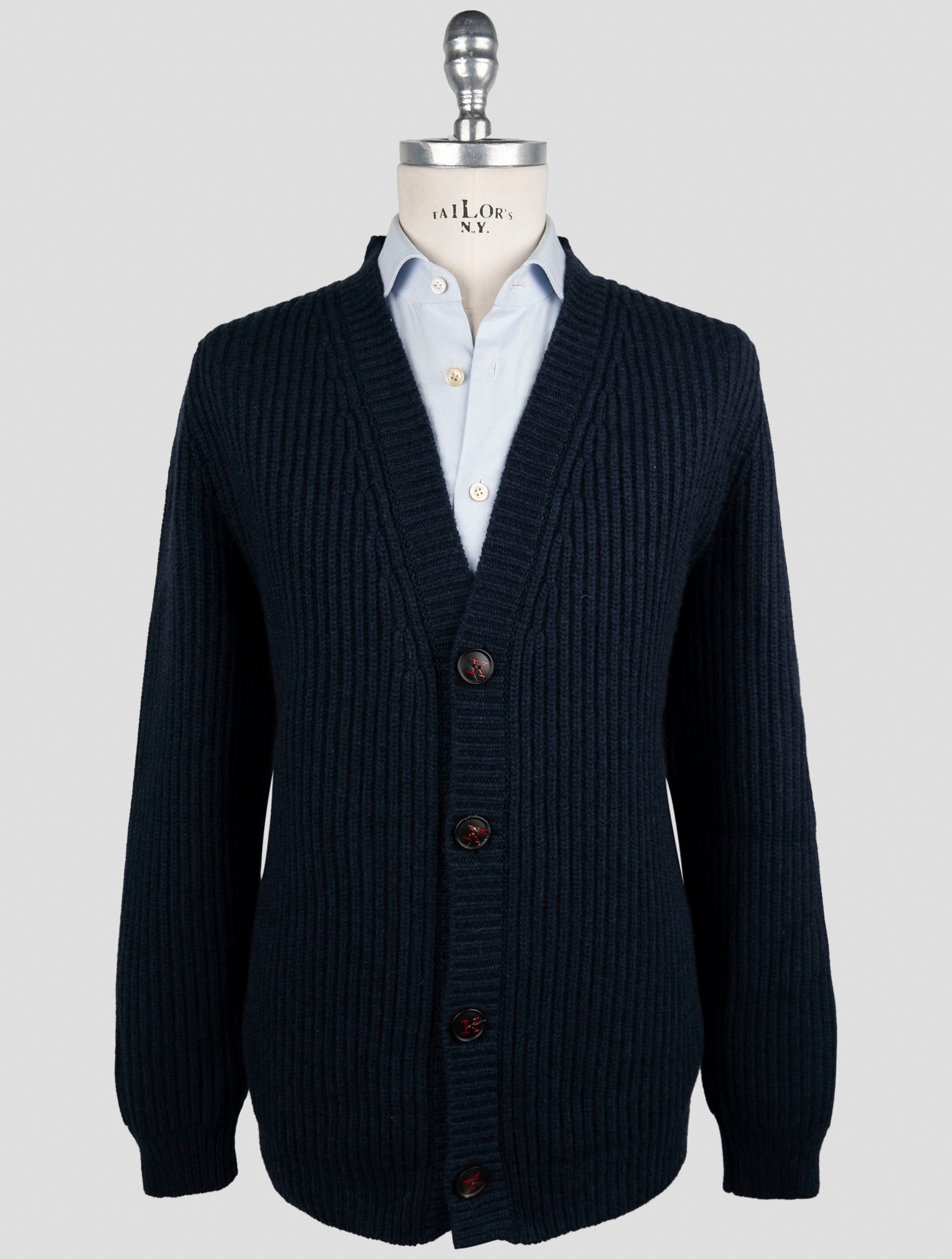 Kiton Blue Cashmere Sweater Cardigan