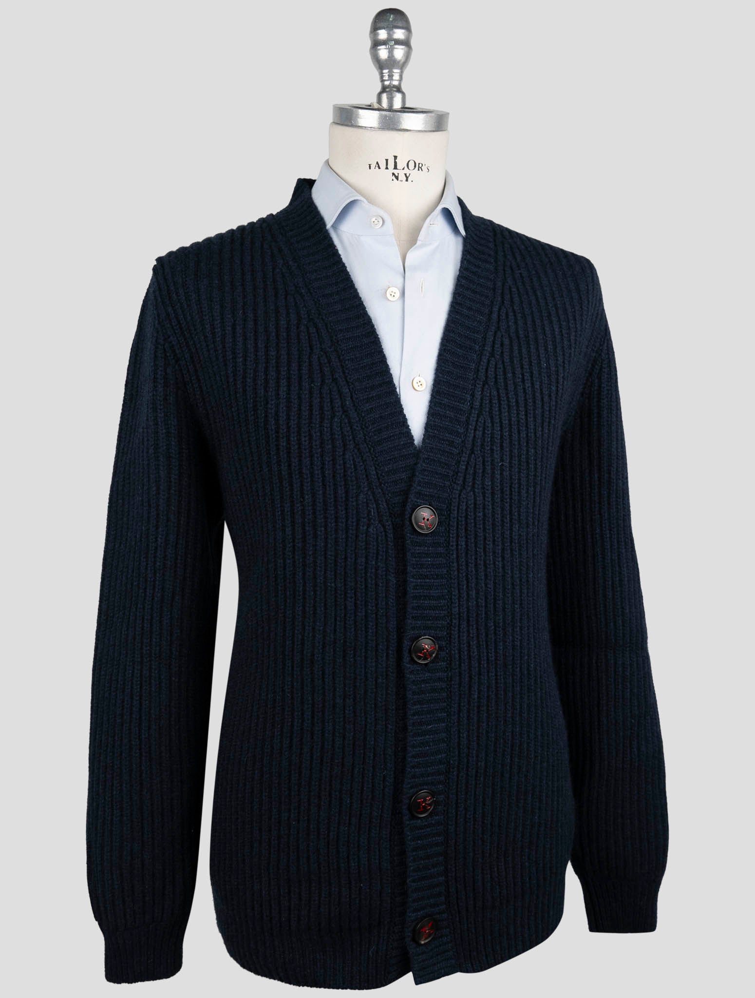 Kiton Blue Cashmere Sweater Cardigan