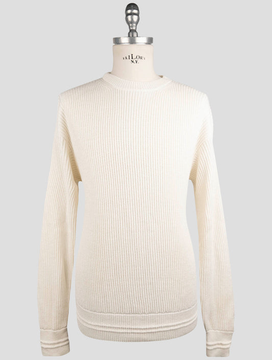 Kiton White Silk Cotton Sweater Crewneck