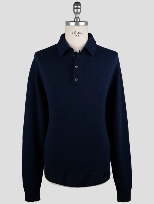 Kiton Blue Cashmere Sweater Polo