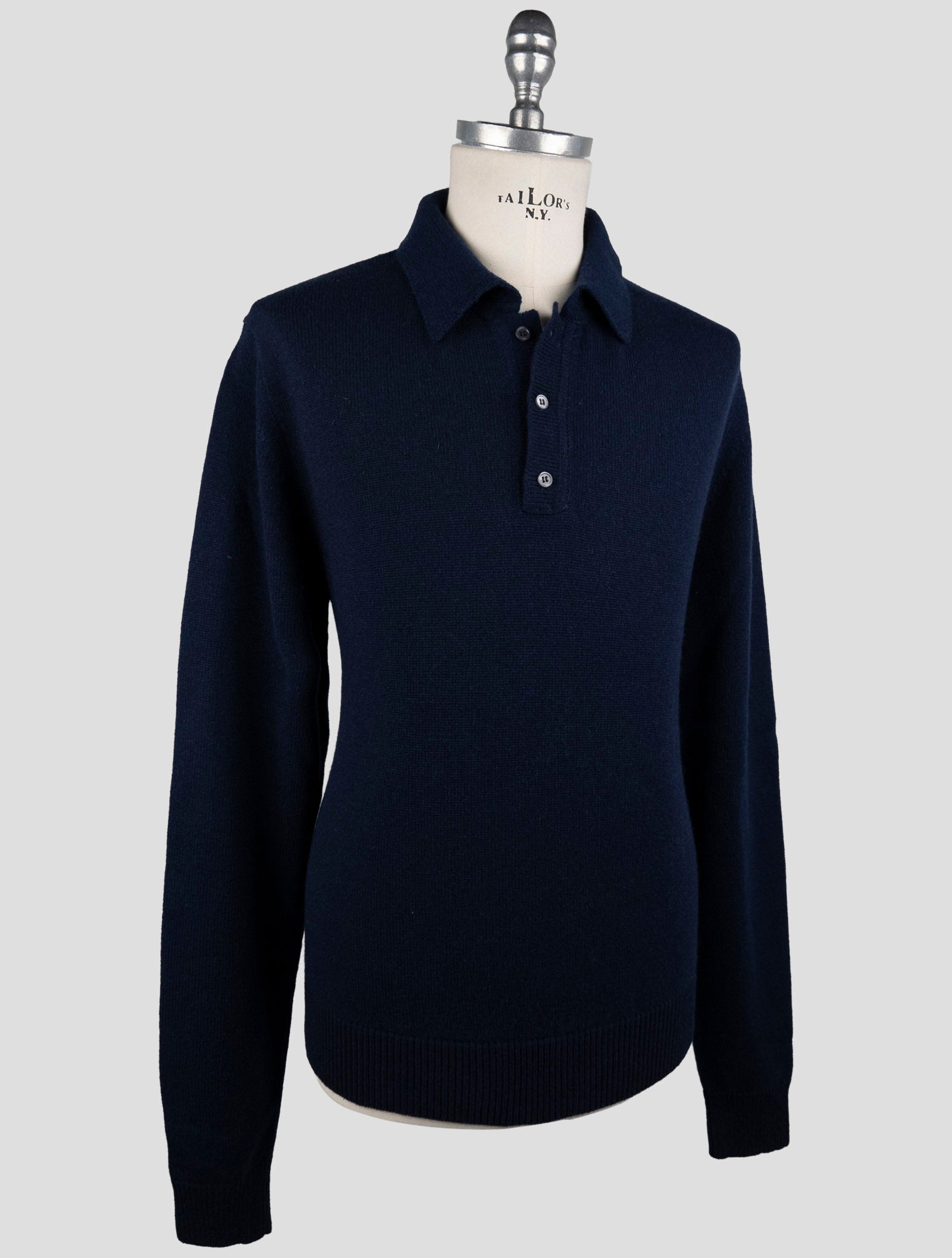 Kiton Blue Cashmere Sweater Polo