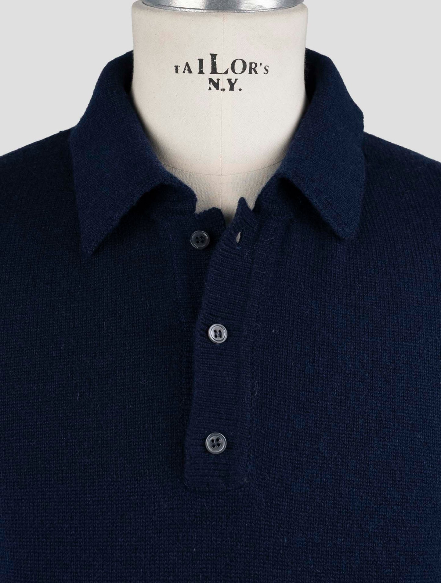 Kiton Blue Cashmere Sweater Polo