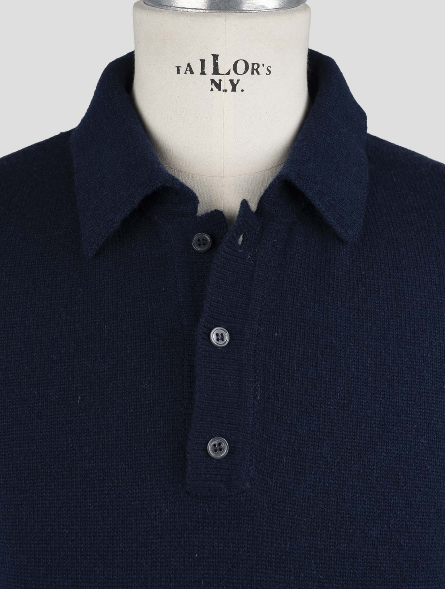 Kiton Blue Cashmere Sweater Polo