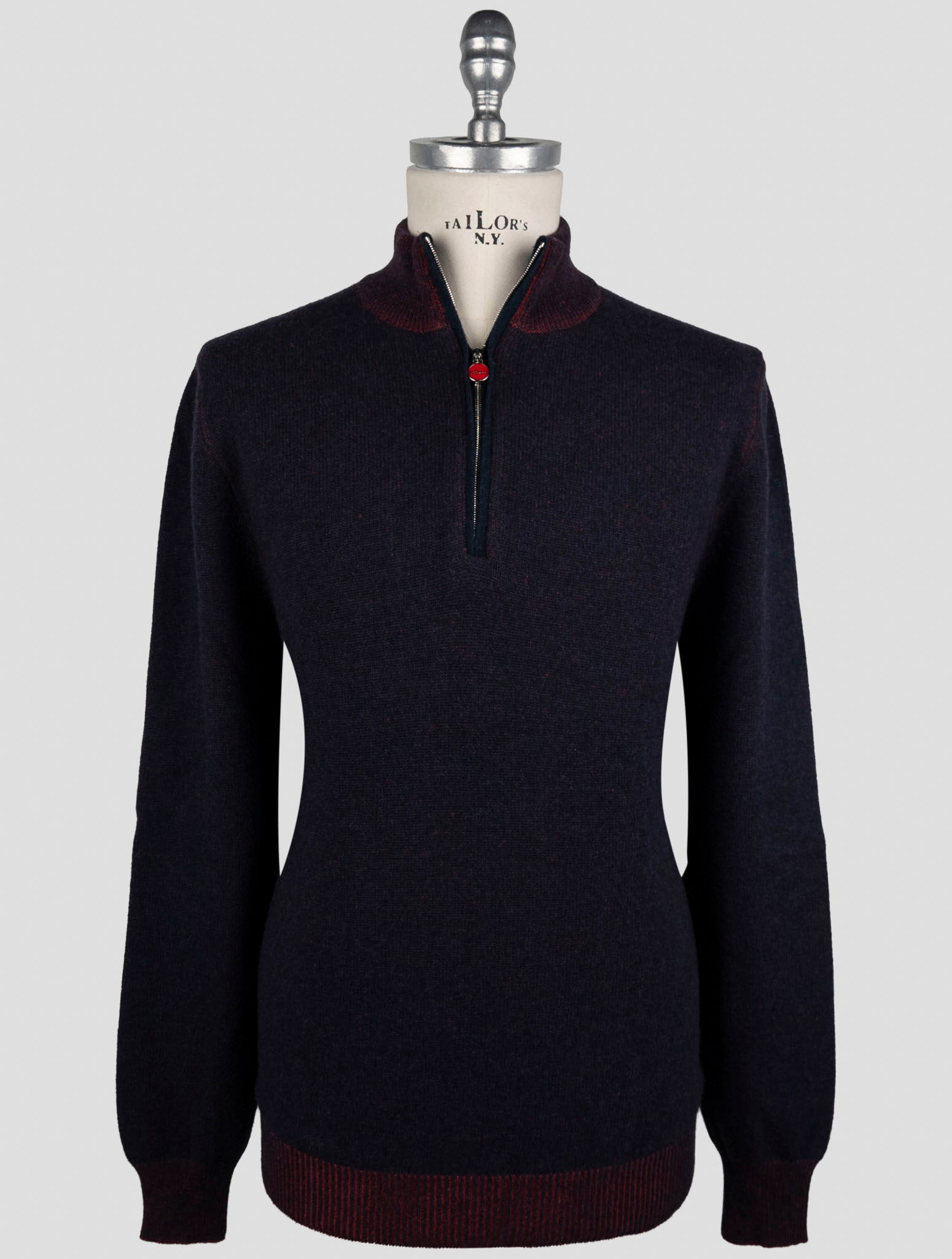 Kiton Red Blue Cashmere Sweater Polo