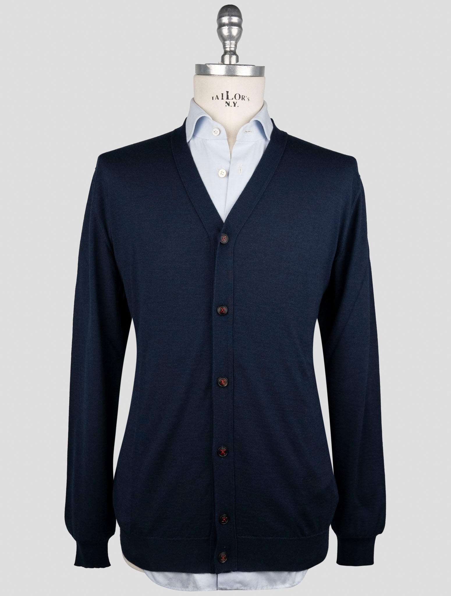 Kiton Blue Cashmere Silk Sweater Cardigan