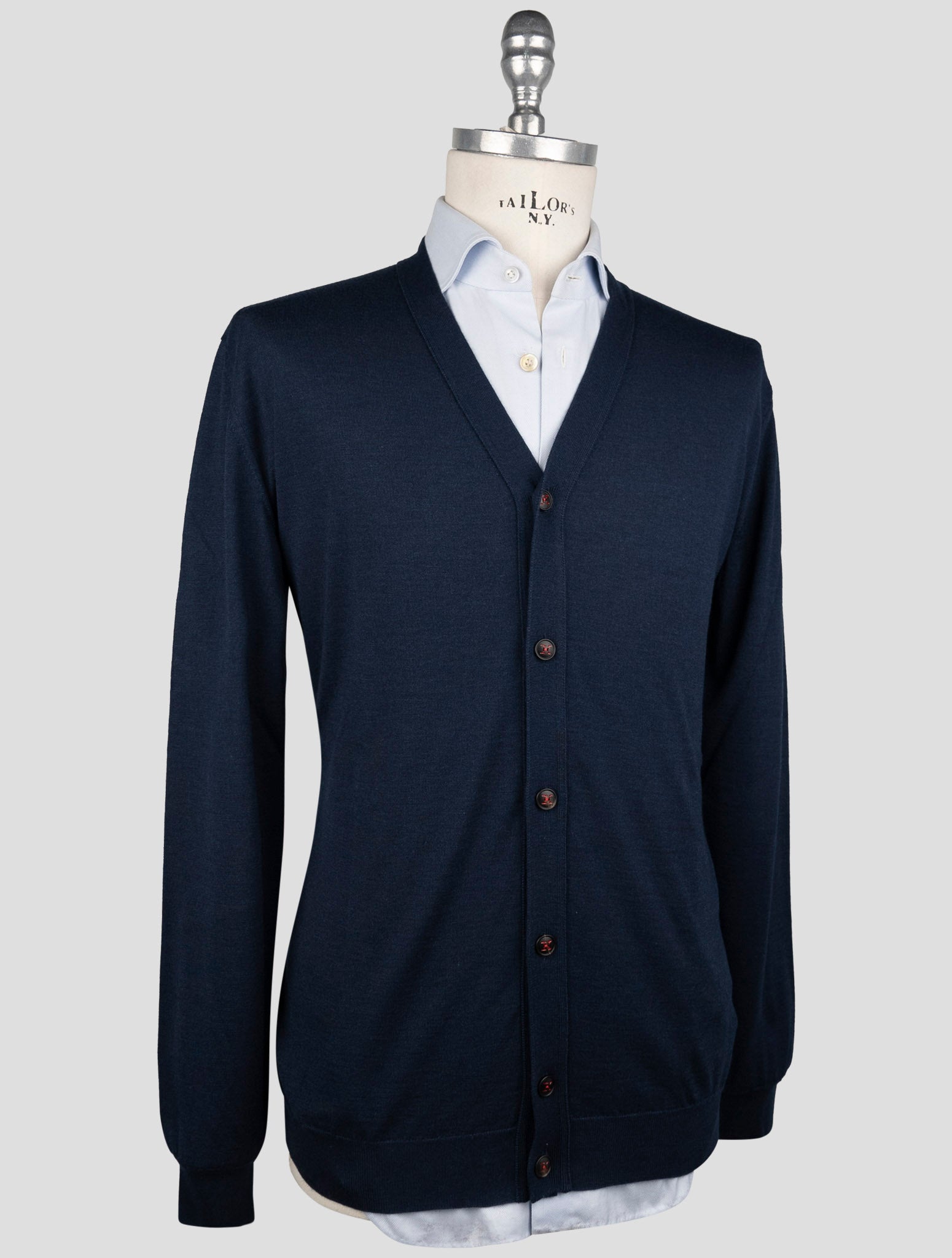 Kiton Blue Cashmere Silk Sweater Cardigan
