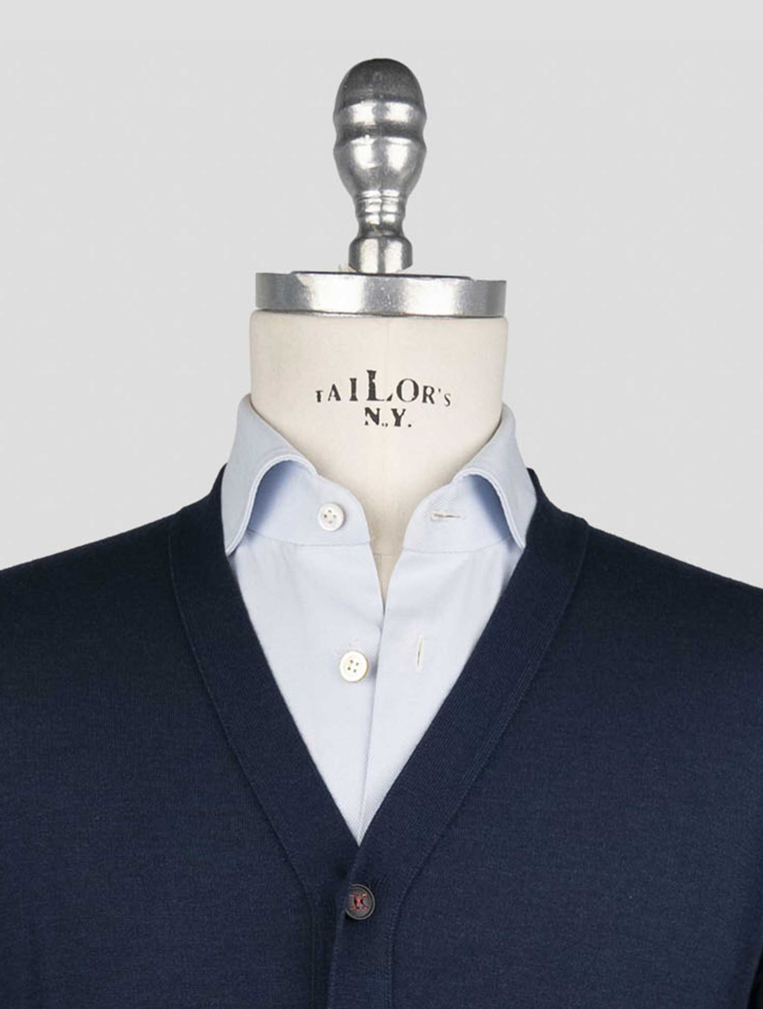 Kiton Blue Cashmere Silk Sweater Cardigan