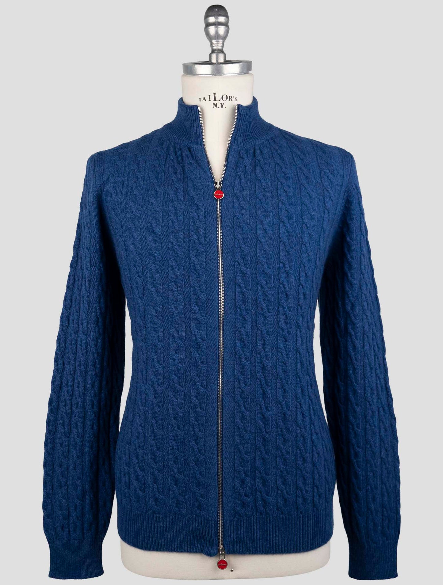 Kiton Blue Cashmere Sweater Full Zip