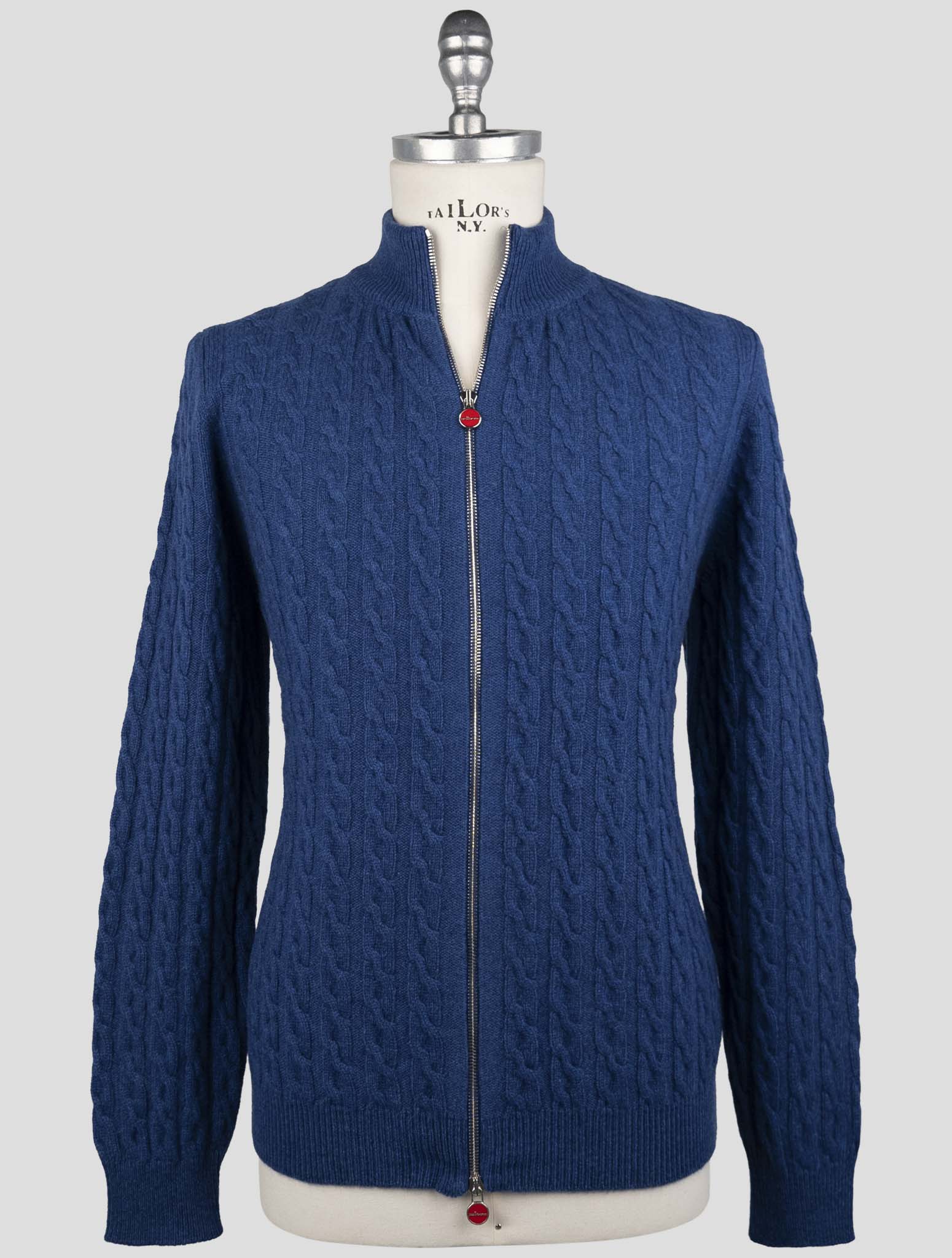 Kiton Blue Cashmere Sweater Full Zip