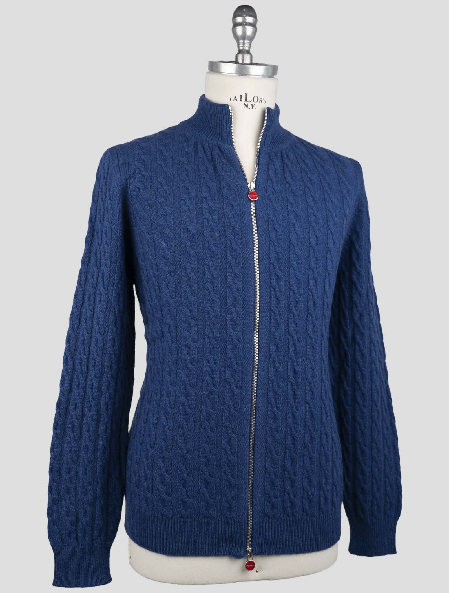Kiton Blue Cashmere Sweater Full Zip
