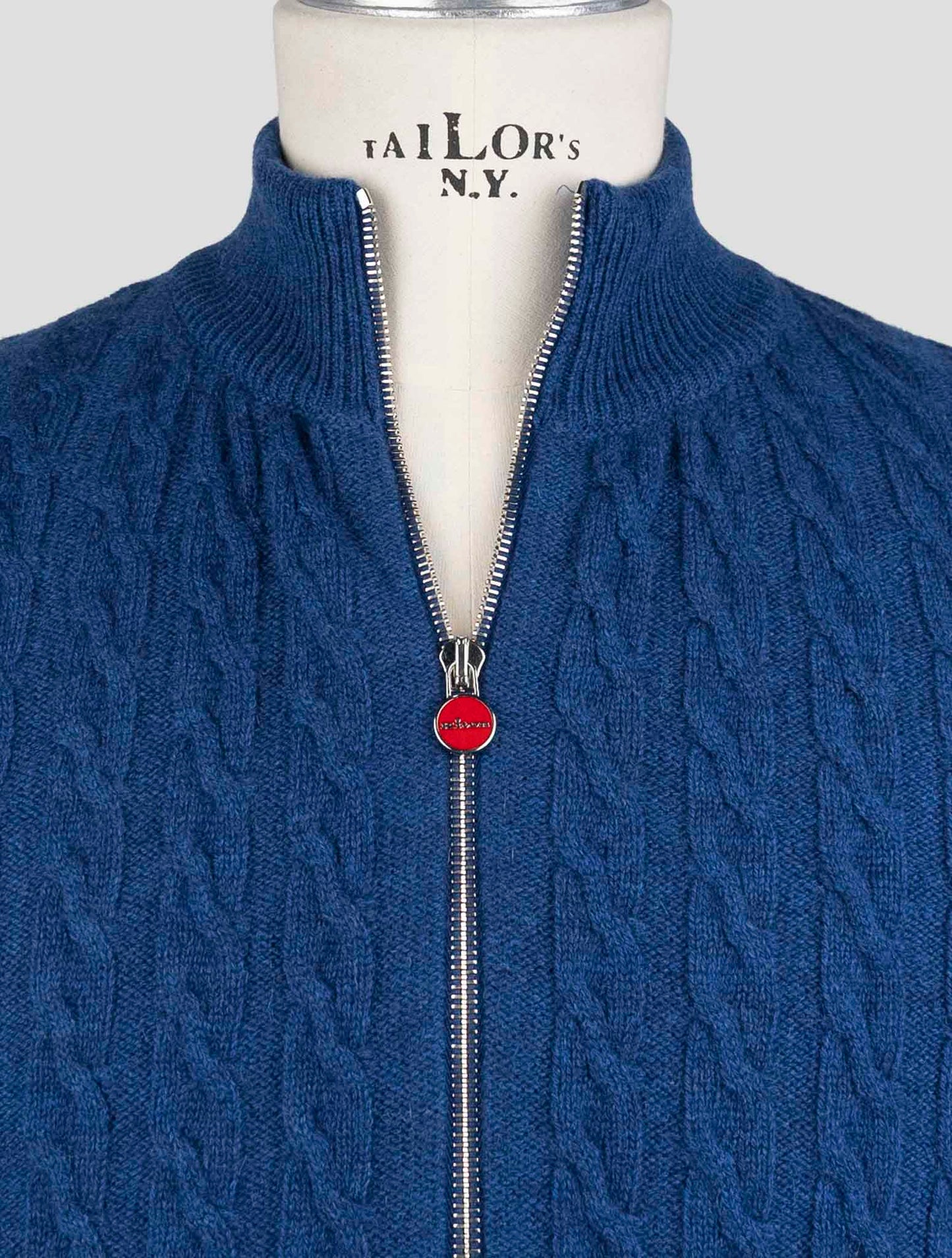 Kiton Blue Cashmere Sweater Full Zip