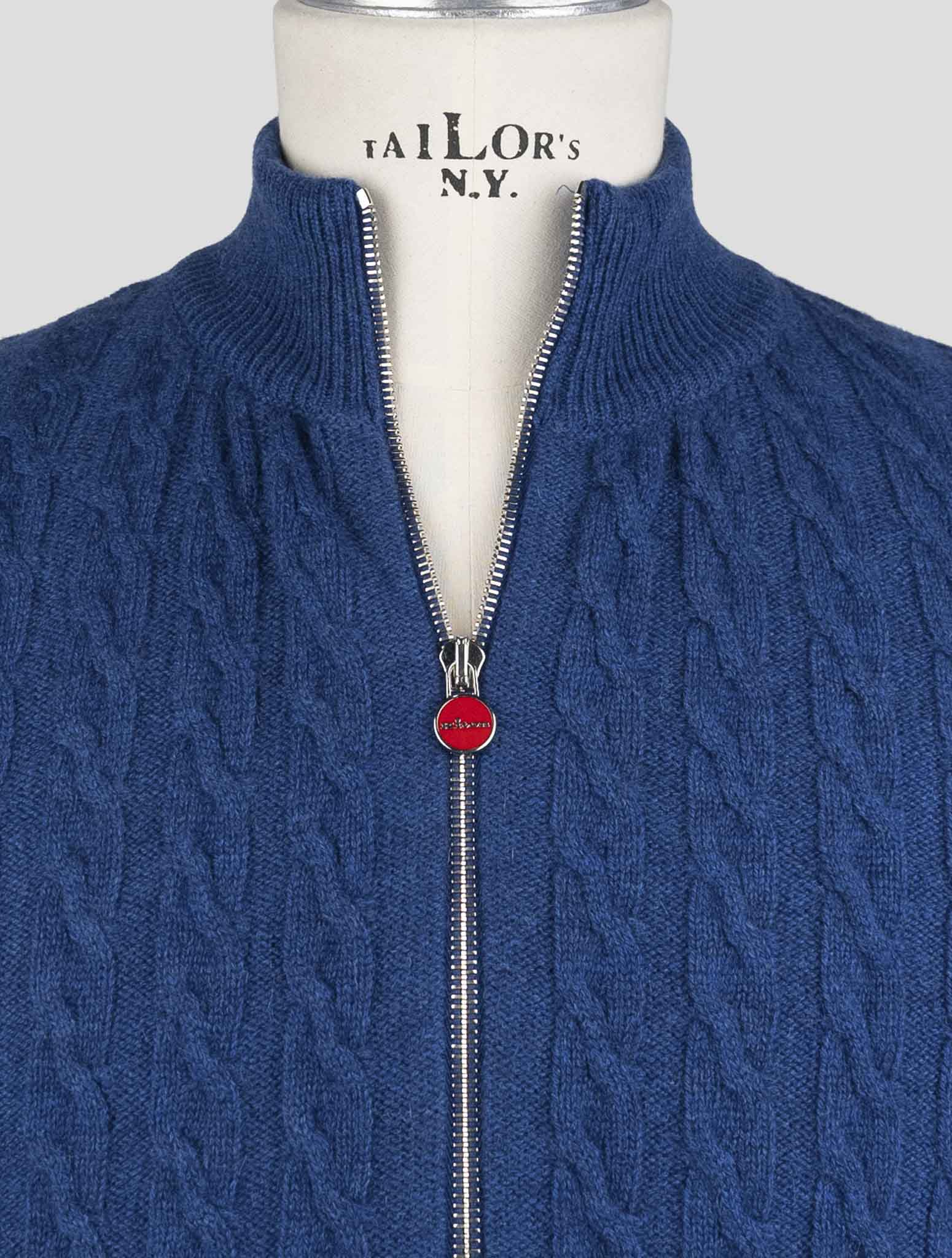 Kiton Blue Cashmere Sweater Full Zip