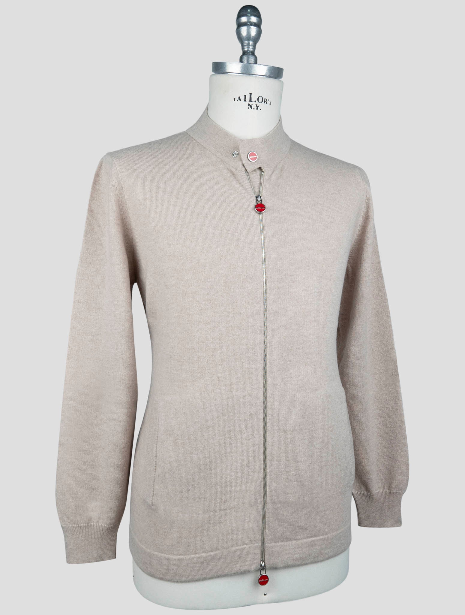 Kiton Beige Cashmere Sweater Full Zip
