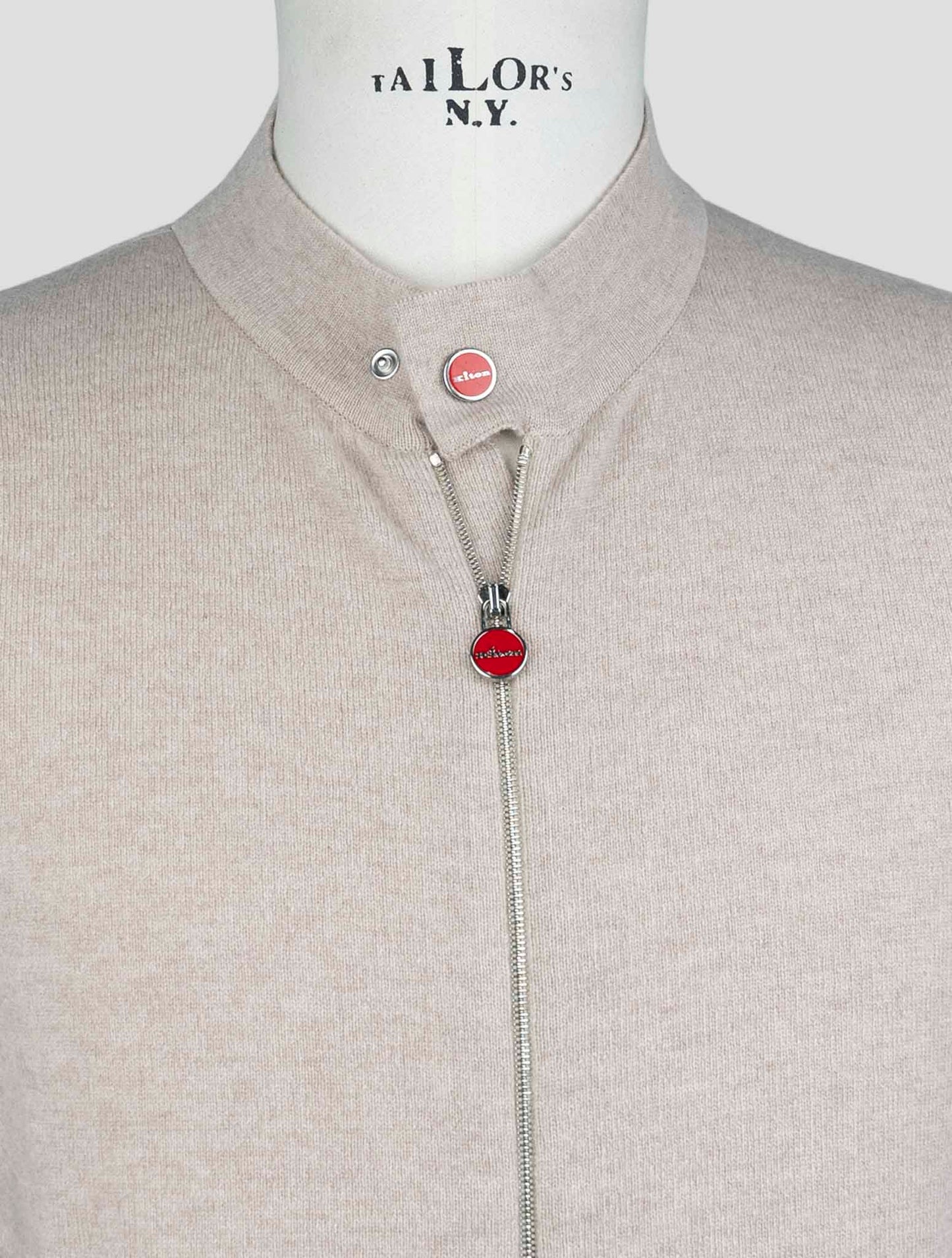 Kiton Beige Cashmere Sweater Full Zip