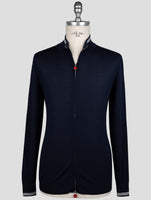 Kiton Blue Wool Sweater Half Zip