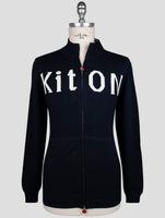 Kiton Blue Cotton Sweater Full Zip