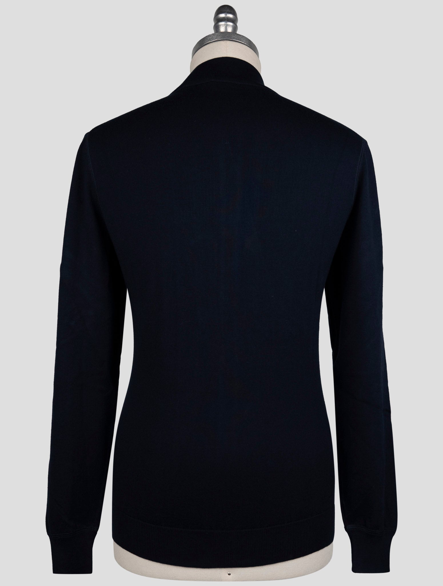 Kiton Blue Cotton Sweater Full Zip