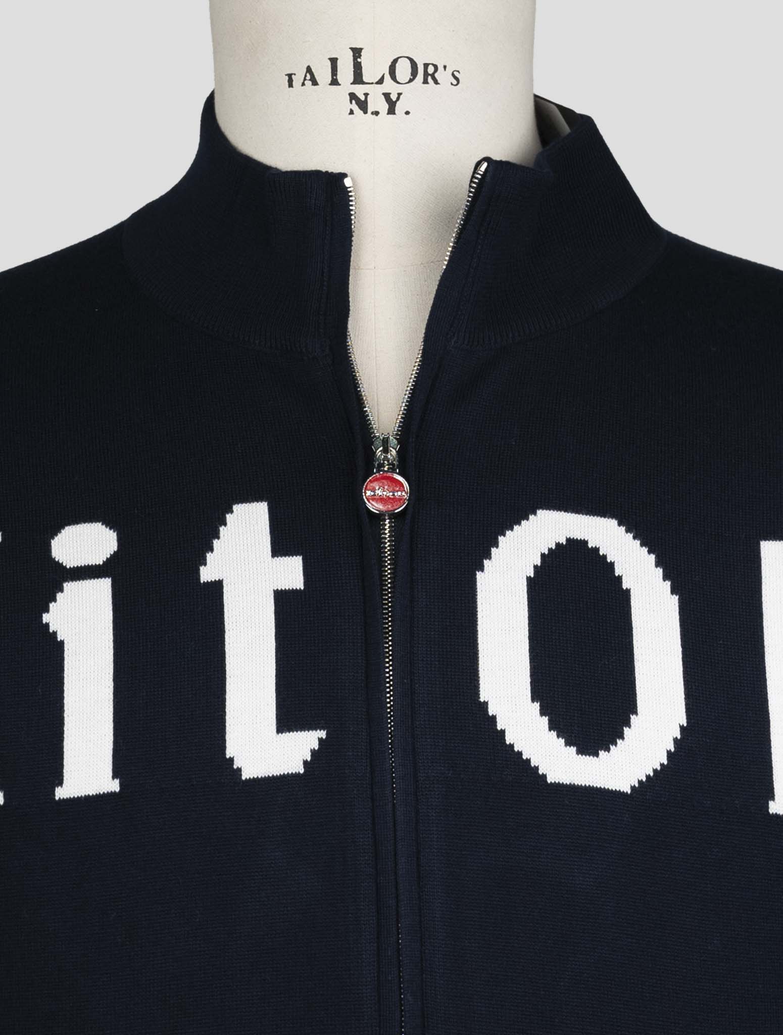 Kiton Blue Cotton Sweater Full Zip