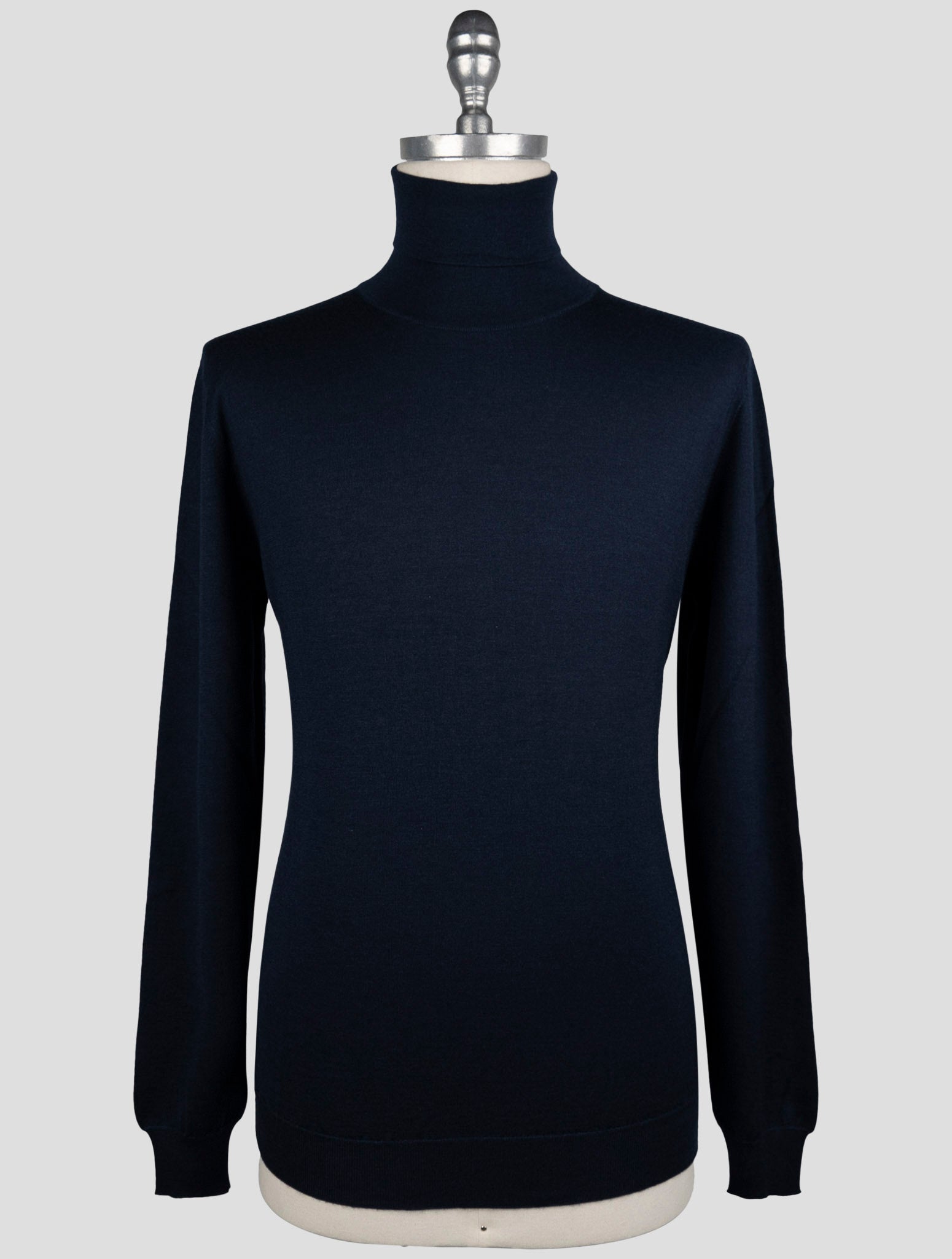 Kiton Dark Blue Cashmere Silk Sweater Turtleneck