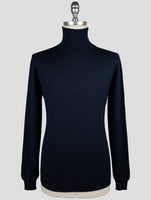 Kiton Dark Blue Cashmere Silk Sweater Turtleneck