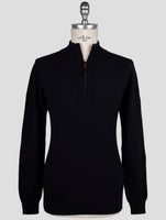 Kiton Dark Blue Cashmere Sweater Half Zip