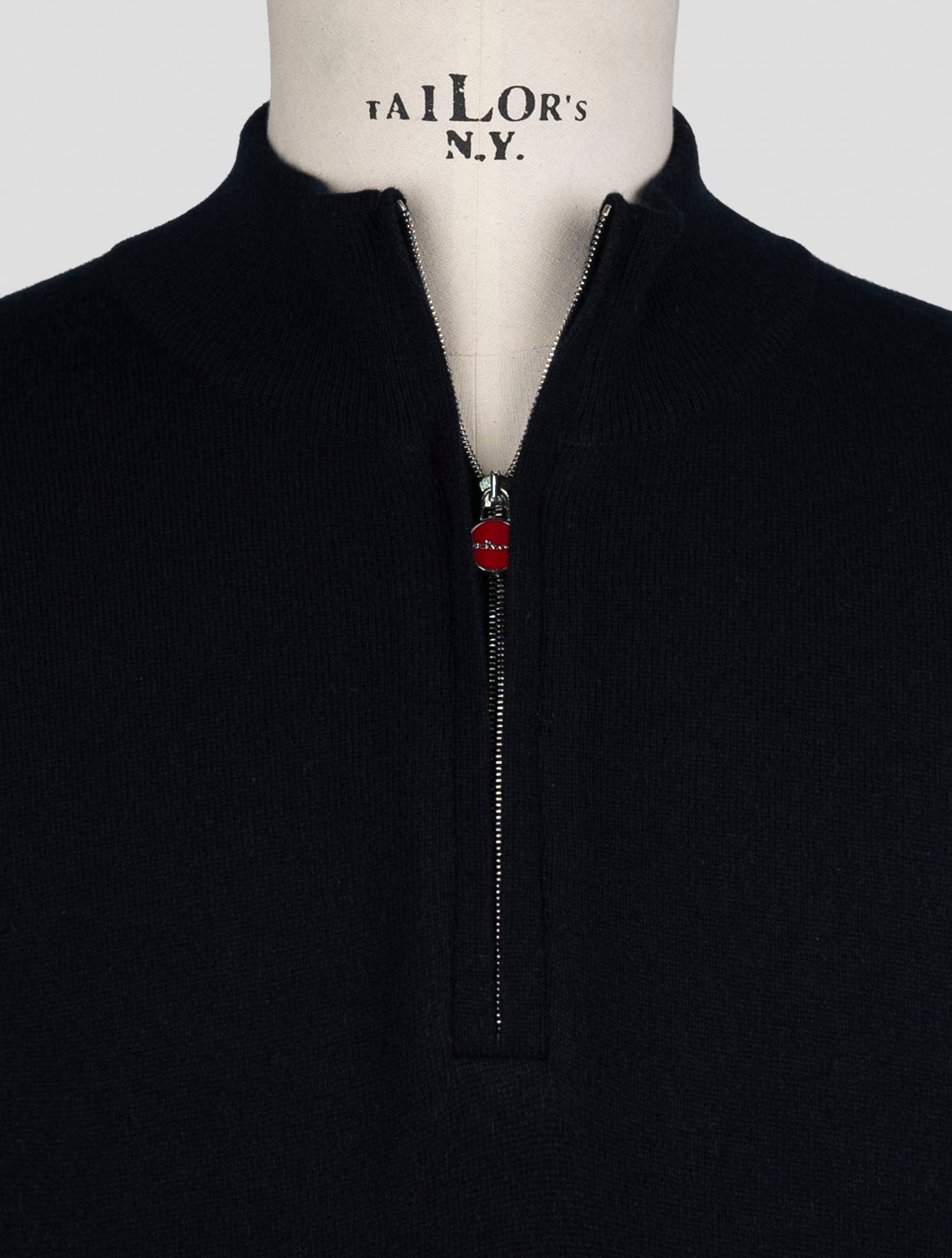 Kiton Dark Blue Cashmere Sweater Half Zip