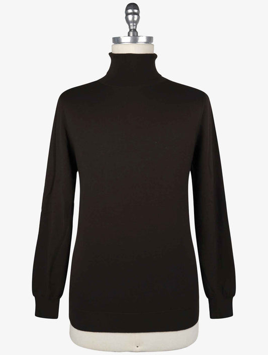 Kiton Brown Cashmere Silk Sweater Turtleneck