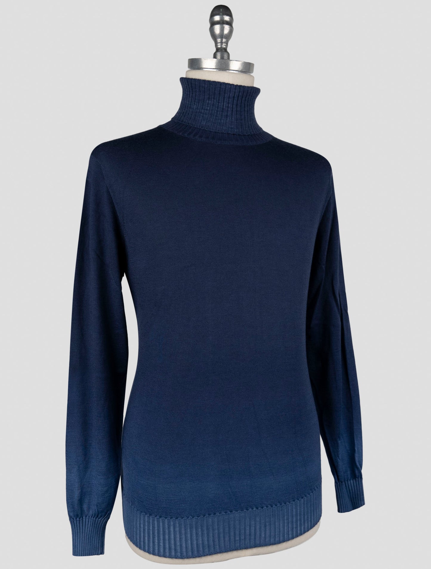 Kiton Blue Cashmere Silk Sweater Turtleneck