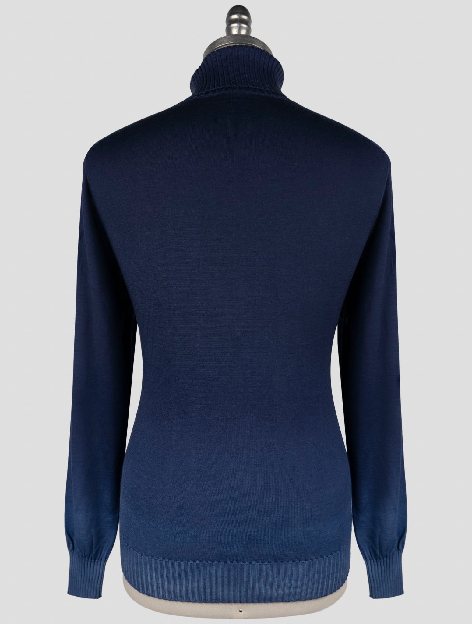 Kiton Blue Cashmere Silk Sweater Turtleneck