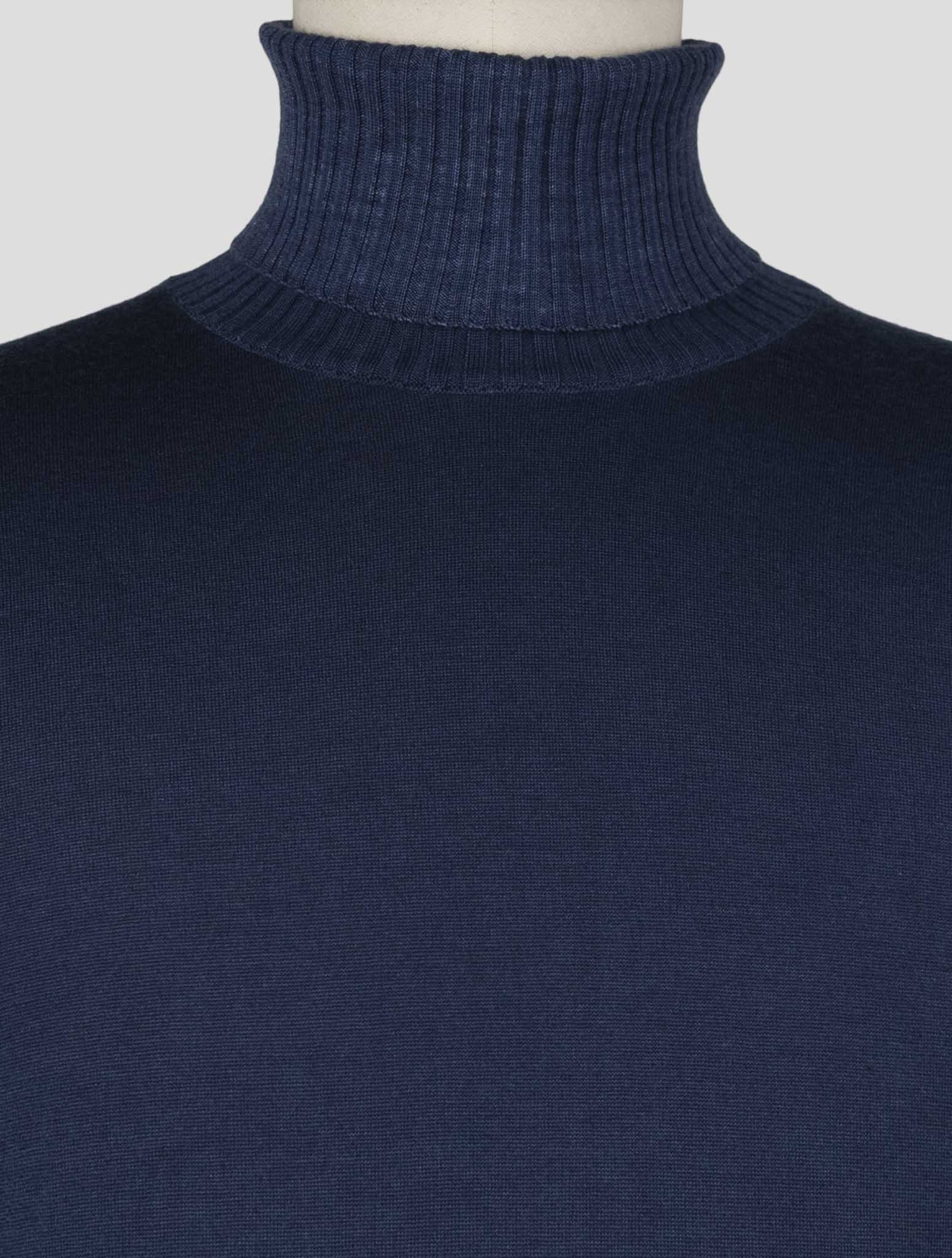 Kiton Blue Cashmere Silk Sweater Turtleneck