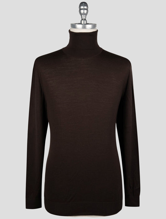 Kiton Brown Wool Sweater Turtleneck