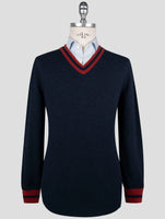 Kiton Blue Cashmere Sweater V-Neck